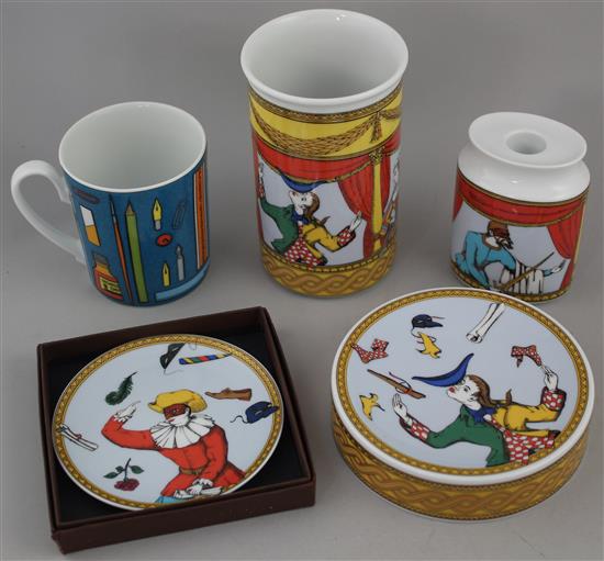 Fornasetti for Rosenthal: Four Commedia dellArte items, 9cm, the majority boxed (5)